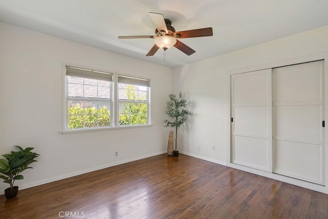 406 University Ave, Burbank, CA 91504 - unfurnished bedroom featuring wood finished floors, a ceiling fan, and a closet