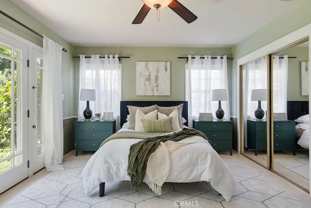 406 University Ave, Burbank, CA 91504 - bedroom with multiple windows, ceiling fan, and a closet
