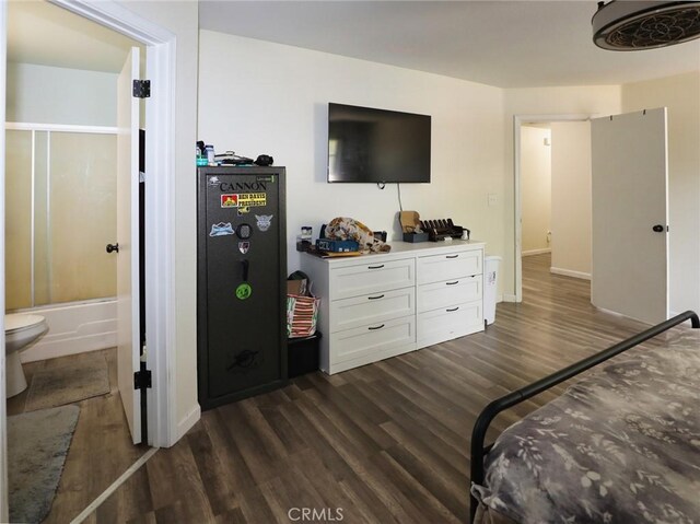 3687 Madison Dr, Clearlake, CA 95422 - bedroom featuring dark wood-style floors and ensuite bathroom