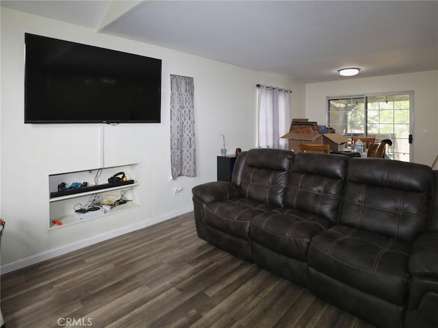 3687 Madison Dr, Clearlake, CA 95422 - living room with dark wood finished floors and baseboards