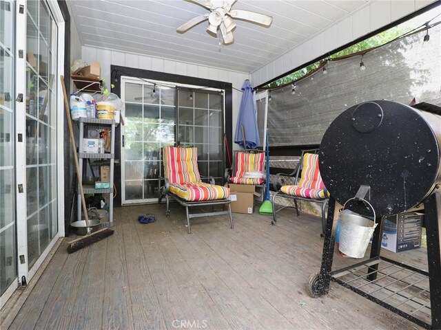 3687 Madison Dr, Clearlake, CA 95422 - sunroom featuring ceiling fan