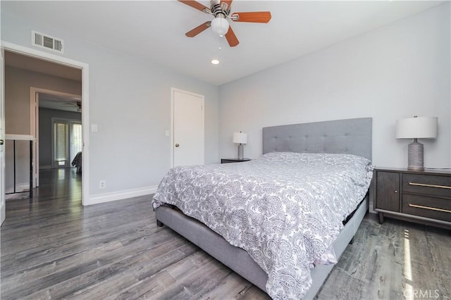 2325 N Linwood St, Santa Ana, CA 92705 - bedroom featuring wood finished floors, recessed lighting, and a ceiling fan