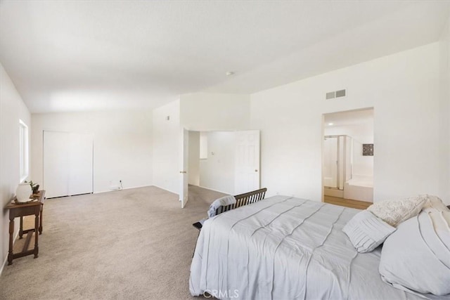 5444 Broderick Ct, Hemet, CA 92544 - bedroom with light carpet and connected bathroom