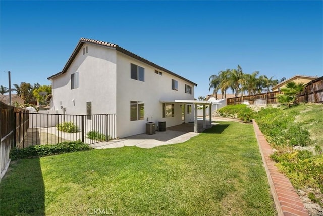 5444 Broderick Ct, Hemet, CA 92544 - rear view of house with a patio, a fenced backyard, and stucco siding