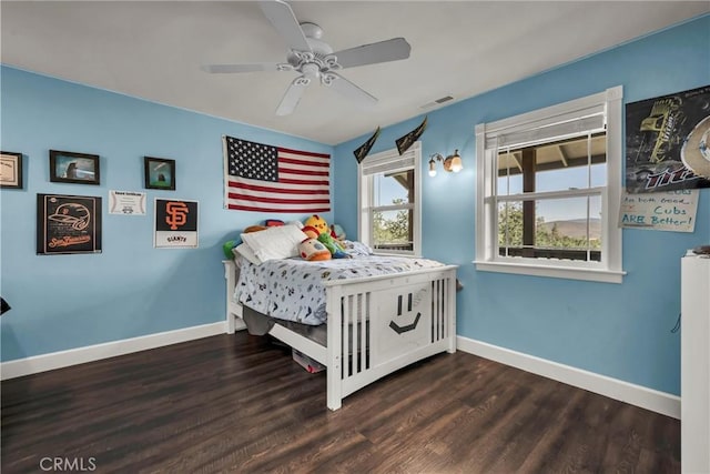 19072 Redbud Rd, Hidden Valley Lake, CA 95467 - bedroom featuring dark wood-style flooring and a ceiling fan