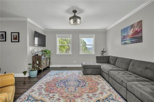 19072 Redbud Rd, Hidden Valley Lake, CA 95467 - living area with crown molding and dark wood-type flooring