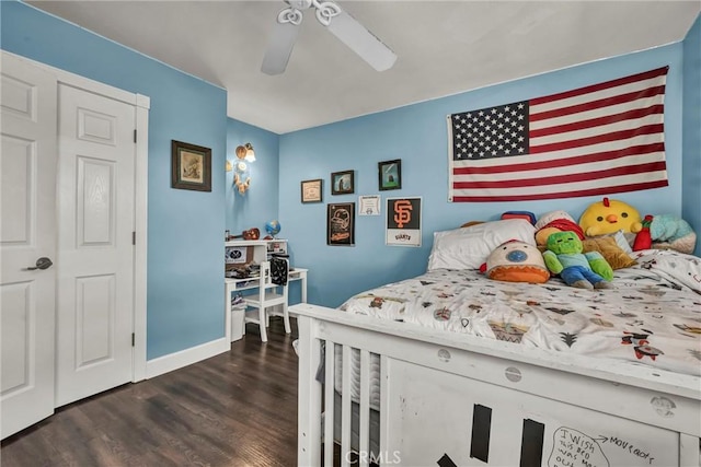 19072 Redbud Rd, Hidden Valley Lake, CA 95467 - bedroom featuring dark wood-type flooring and a ceiling fan