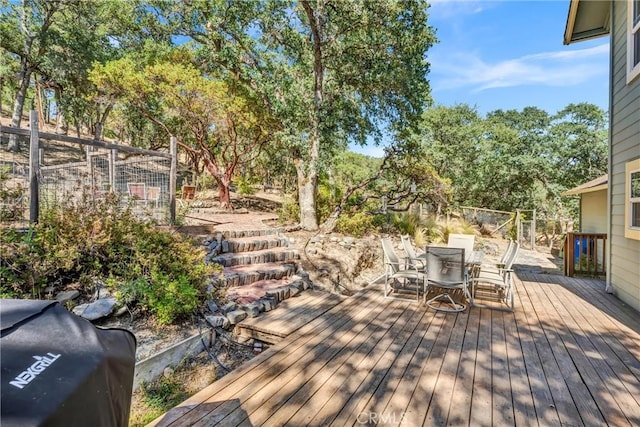 19072 Redbud Rd, Hidden Valley Lake, CA 95467 - wooden deck featuring outdoor dining area
