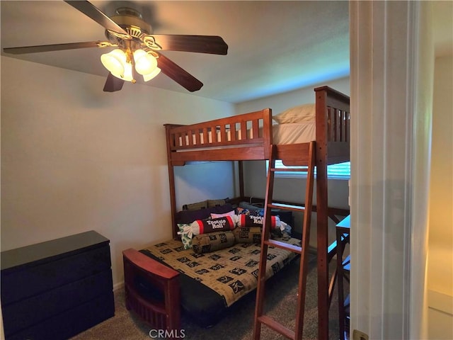 2445 Spring Dr, Running Springs, CA 92382 - carpeted bedroom featuring ceiling fan