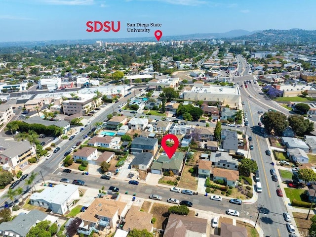 6038 Bradford St, San Diego, CA 92115 - aerial overview of property's location with mountains