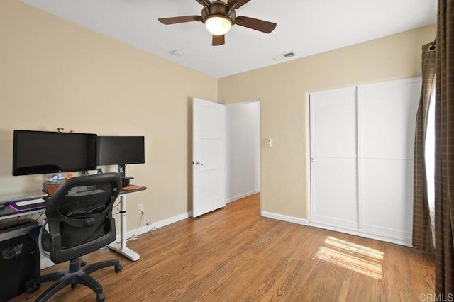 6038 Bradford St, San Diego, CA 92115 - office space featuring light wood-style flooring and a ceiling fan