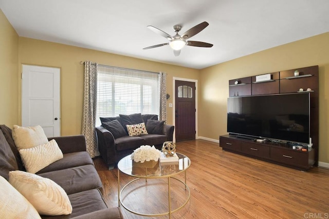 6038 Bradford St, San Diego, CA 92115 - living room with ceiling fan and light wood-style floors