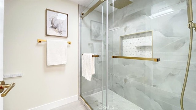 4 Skipper, Irvine, CA 92604 - full bathroom featuring a marble finish shower and baseboards