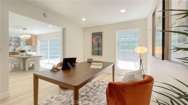 4 Skipper, Irvine, CA 92604 - office space featuring light wood-style flooring, a chandelier, and recessed lighting