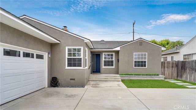 5202 E Conant St, Long Beach, CA 90808 - ranch-style house with stucco siding, an attached garage, and concrete driveway