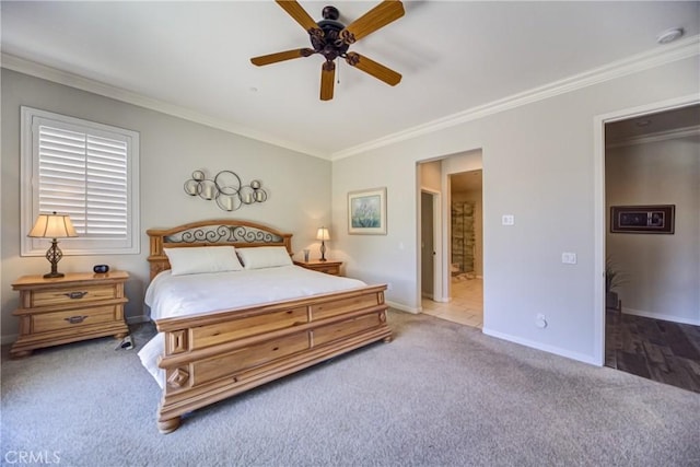 35115 Mahogany Glen Dr, Winchester, CA 92596 - bedroom featuring carpet, ornamental molding, and a ceiling fan