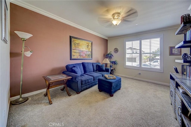 35115 Mahogany Glen Dr, Winchester, CA 92596 - carpeted living area featuring crown molding and ceiling fan