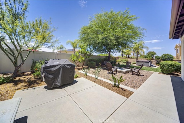 35115 Mahogany Glen Dr, Winchester, CA 92596 - fenced backyard with a fire pit, area for grilling, and a patio