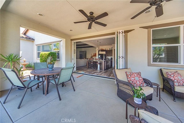 35115 Mahogany Glen Dr, Winchester, CA 92596 - view of patio / terrace with ceiling fan, outdoor dining area, and an outdoor living space