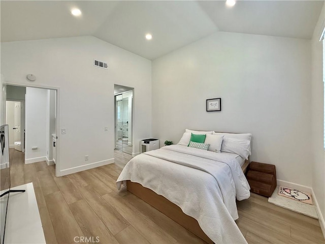 13390 Savanna, Tustin, CA 92782 - bedroom with vaulted ceiling, light wood-type flooring, and recessed lighting