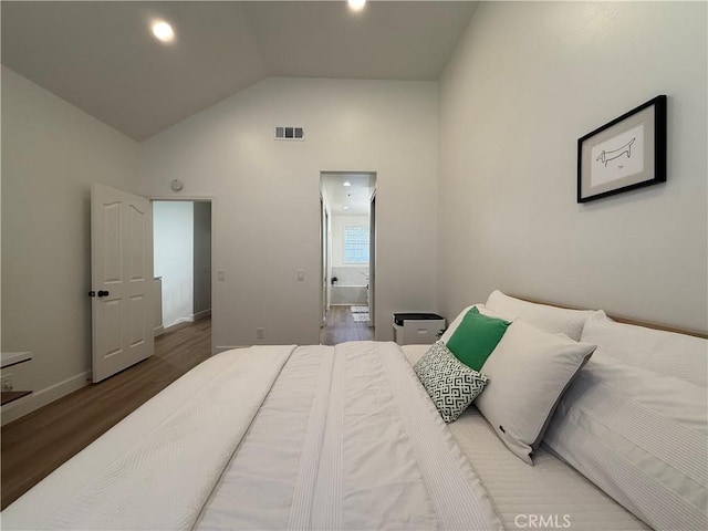 13390 Savanna, Tustin, CA 92782 - bedroom with wood finished floors, lofted ceiling, and recessed lighting