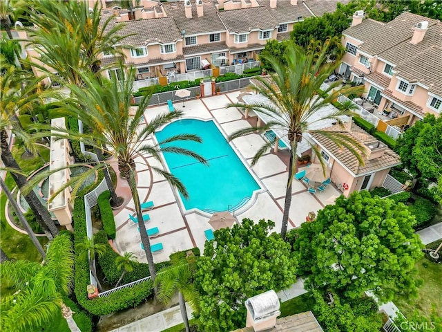 12161 Napoli Dr, Cerritos, CA 90703 - bird's eye view of a pool area