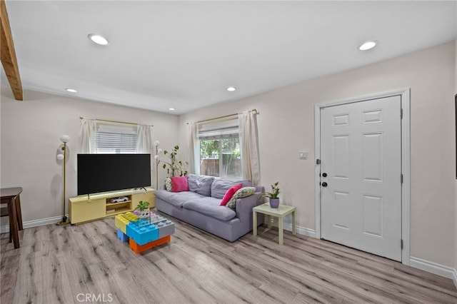 156 W Wabash St, San Bernardino, CA 92405 - living area featuring wood finished floors and recessed lighting