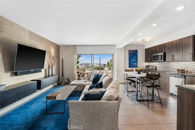 1131 Alta Loma Rd Unit 207, West Hollywood, CA 90069 - living area featuring recessed lighting and light tile patterned floors