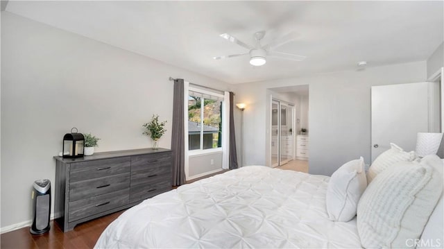 2867 N Shady Glen Ln, Orange, CA 92867 - bedroom featuring dark wood-style flooring, ensuite bathroom, and ceiling fan