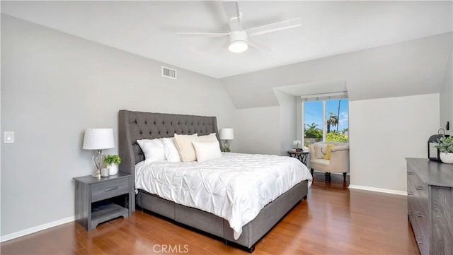 2867 N Shady Glen Ln, Orange, CA 92867 - bedroom featuring lofted ceiling, wood finished floors, and ceiling fan