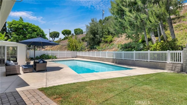 2867 N Shady Glen Ln, Orange, CA 92867 - view of pool with a fenced backyard, a patio, and outdoor lounge area