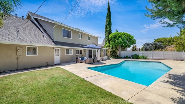 2867 N Shady Glen Ln, Orange, CA 92867 - view of swimming pool featuring an outdoor hangout area, a fenced backyard, and a patio