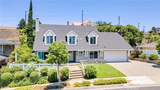 2867 N Shady Glen Ln, Orange, CA 92867 - cape cod-style house featuring driveway, an attached garage, a chimney, and a shingled roof