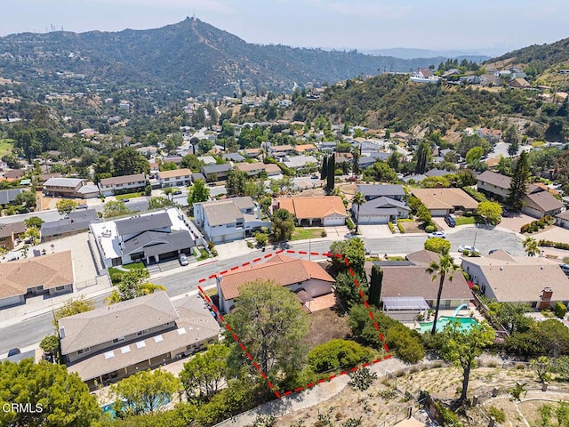 3121 Kingridge Way, Glendale, CA 91206 - aerial view of residential area featuring property boundaries highlighted and mountains