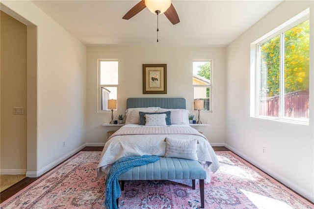 3867 Taconite Rd, San Bernardino, CA 92407 - bedroom with ceiling fan and wood finished floors