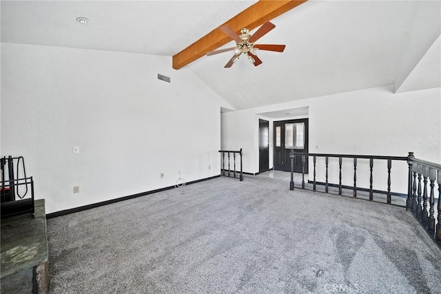 18969 Shoshonee Rd, Apple Valley, CA 92307 - unfurnished living room with carpet flooring and ceiling fan