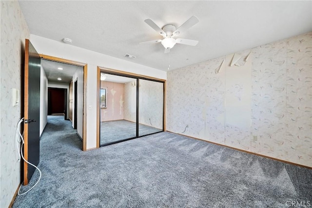 18969 Shoshonee Rd, Apple Valley, CA 92307 - unfurnished bedroom featuring carpet flooring, a closet, and ceiling fan