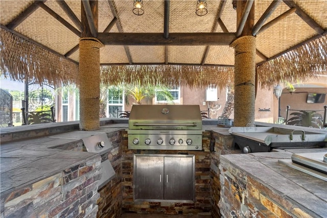 340 N Sunset Ave, West Covina, CA 91790 - view of patio / terrace featuring a gazebo and an outdoor kitchen