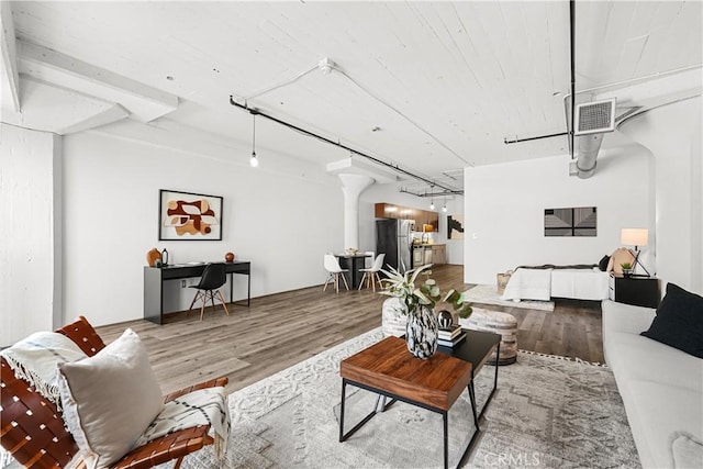 200 N San Fernando Rd Unit 202, Los Angeles, CA 90031 - living area featuring wood finished floors and ornate columns