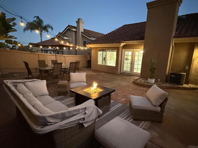 1642 Marbella Dr, Vista, CA 92081 - view of patio with french doors, outdoor dining area, and an outdoor living space with a fire pit