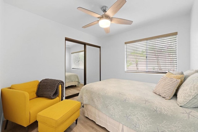 1642 Marbella Dr, Vista, CA 92081 - bedroom featuring wood finished floors, a closet, and ceiling fan