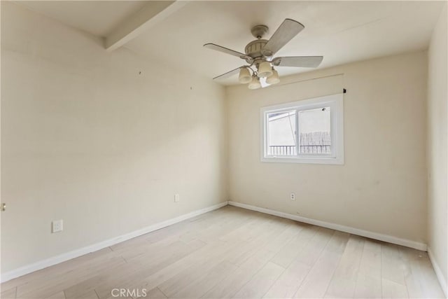 621 S Burris Ave, Compton, CA 90221 - spare room featuring light wood finished floors, beam ceiling, and a ceiling fan