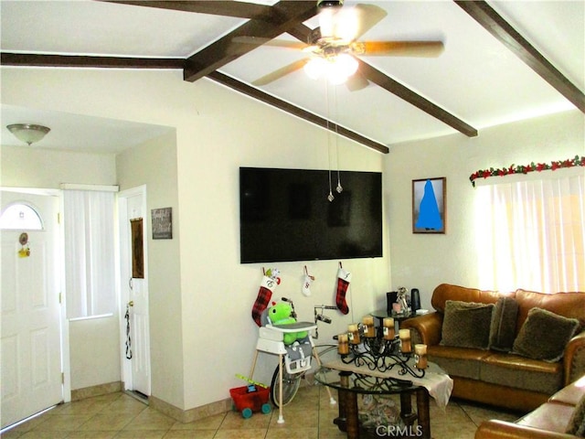 2713 E Monroe St, Long Beach, CA 90810 - living area featuring ceiling fan and tile patterned floors