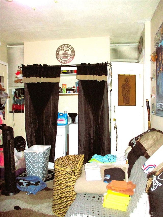 2713 E Monroe St, Long Beach, CA 90810 - bedroom with washer and dryer and carpet flooring