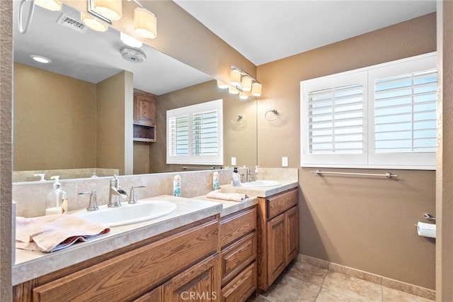 58960 Delano Trl, Yucca Valley, CA 92284 - bathroom with double vanity and tile patterned flooring
