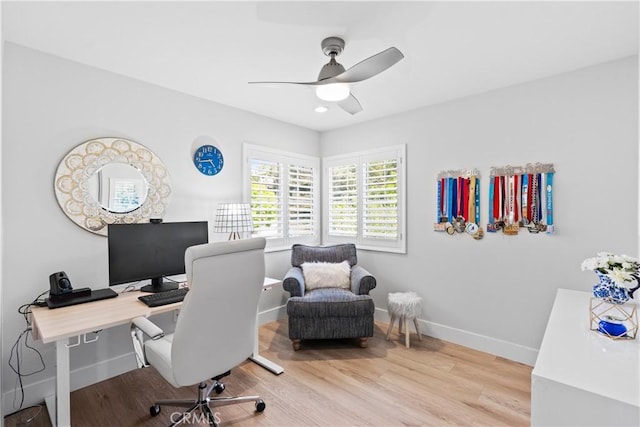27811 Bloomfield Ct, Valencia, CA 91354 - office space featuring a ceiling fan and wood finished floors