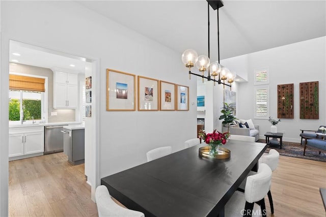 27811 Bloomfield Ct, Valencia, CA 91354 - dining space with light wood-style flooring, a chandelier, and recessed lighting