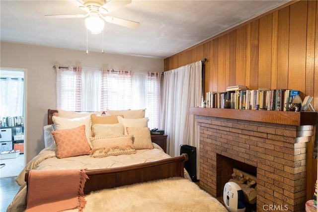 1517 E 1st St, Long Beach, CA 90802 - bedroom with wooden walls and ceiling fan