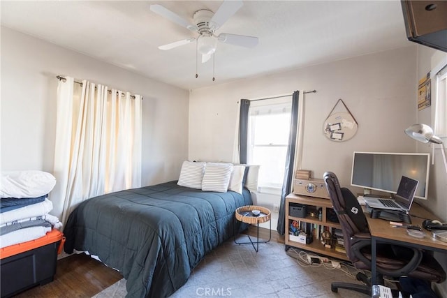1517 E 1st St, Long Beach, CA 90802 - bedroom featuring a desk, ceiling fan, and wood finished floors