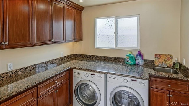 6418 Whitman Ave, Van Nuys, CA 91406 - laundry area with washing machine and clothes dryer, cabinet space, and bar with sink